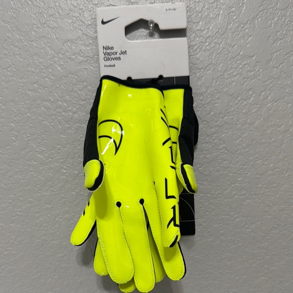 Nike Men’s Vapor Jet 7.0 Neon Yellow Football Gloves Size Small